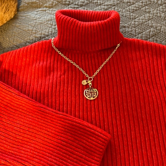 NWT Beautiful Dark Red Hi-Low Turtleneck Sweater - Picture 1 of 6